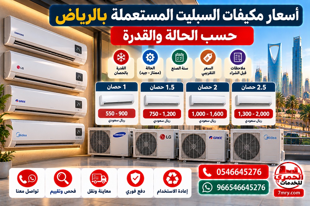 أسعار مكيفات السبليت المستعملة بالرياض حسب الحالة والقدرة